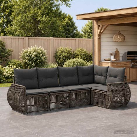 Set Divano da Giardino 5 pcs Grigio e Grigio Scuro polyrattan vidaXL (1/5)
