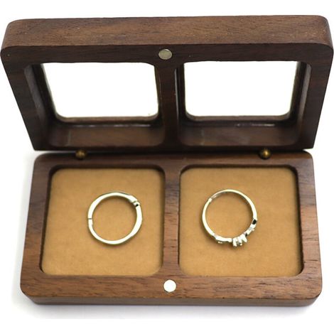 Boîte à bagues en bois de noyer, boîte à bijoux, boîte à bagues de mariage, boîte à bagues de mariage en bois, boîte à bagues de mariage boîte-cadeau de Noël(Champagne)
