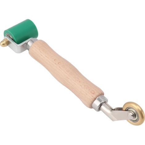 40mm rouleau de couture en silicone double usage roue en laiton manche en bois papier peint rouleau de couture plat pour PVC TPO soudage vert (1/4)