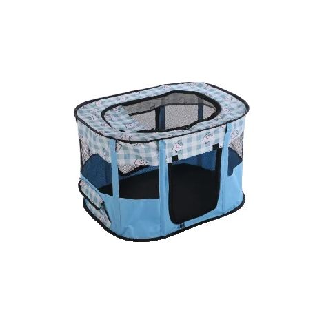 Recinto per animali domestici, design pieghevole, per uso interno ed esterno, blu navy, 90x70x60cm-c (1/2)