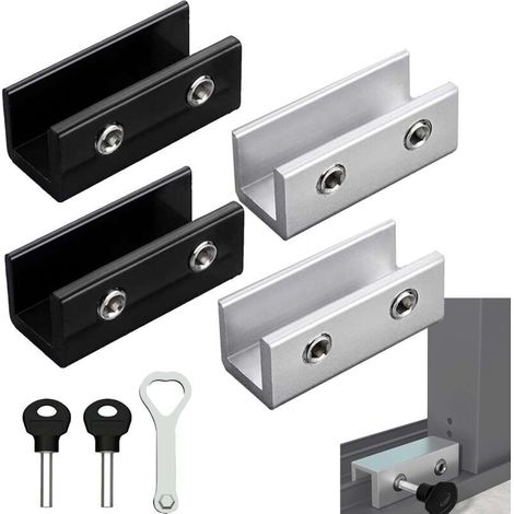 4-teiliges Schiebefenster-Verriegelungsset, Schiebetürverriegelung, Erkerfensterverriegelung, Schiebetürblocker, geeignet für Schiebetüren und -fenster - Crezuo