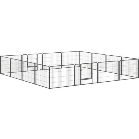 Recinto per cuccioli a 16 pannelli, H 60 cm, acciaio, grigio, 2 porte (1/5)