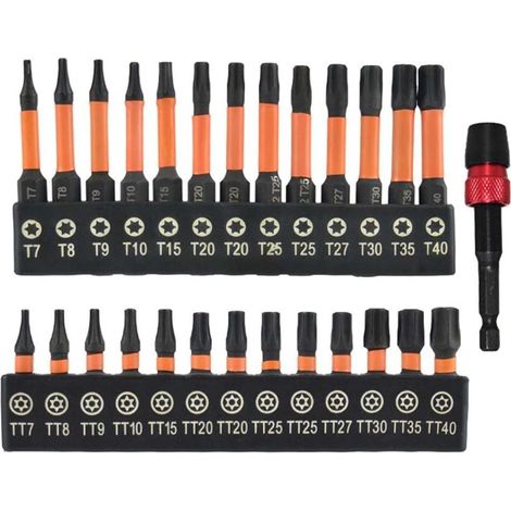 Kit tournevis 26 pièces/T7-T40/75mm/1/4" acier allié, pour maison (1/5)