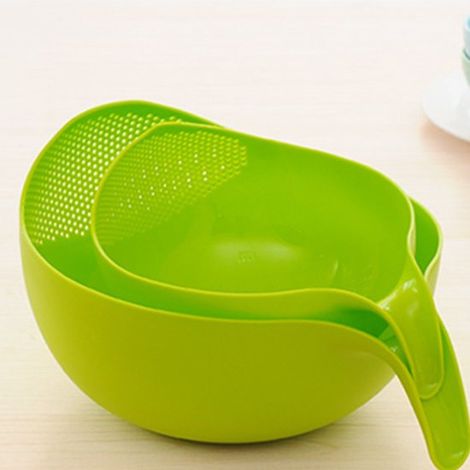 Colador de arroz de 2 piezas，palangana para lavar arroz，utensilio para lavar arroz，colador de cocina para verduras y frutas (22 cm，28 cm) (1/5)