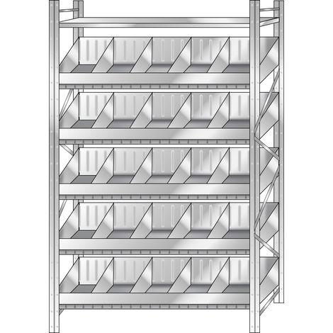BRB Schüttgutregal 5 Ebenen, 20 Schüttfächer, 3 Fachböden, BxTxH 1590x525x3 mm, glanzverzinkt