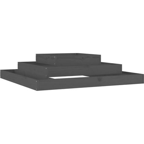 Pot de fleurs gris, dimensions 110x110x27 cm, en bois de pin massif. (1/5)
