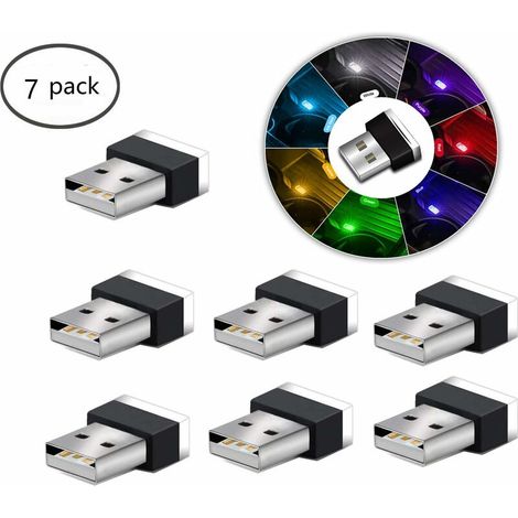 USB-LED-Ambientebeleuchtung für den Fahrzeuginnenraum, 7 Stück 5V Universal-Mini-LED-USB-Leuchten zum Einstecken für den Kofferraum.