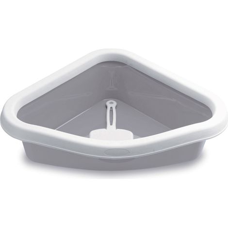 Bac à litière Corner gris pierre 54 x 40 x 40 cm hauteur 14 cm pour chat - animallparadise (1/4)