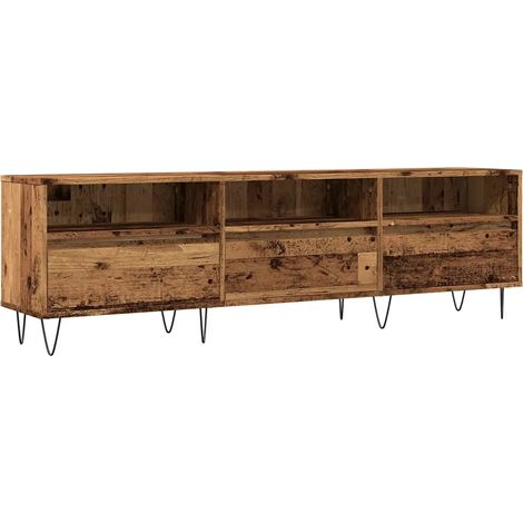 Meuble TV vieux bois rectangulaire pratique rangement 150 x 30 x 44 cm en bois d'ingénierie marron