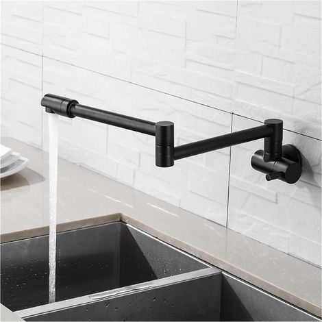 Robinet de Remplissage de Pot Robinet de Cuisine Mural en Laiton Robinet de Remplissage Noir Robinet pivotant Pliage de Bassin Rotatif rétractable puits Robinet Robinet Robinet Pliant (1/5)