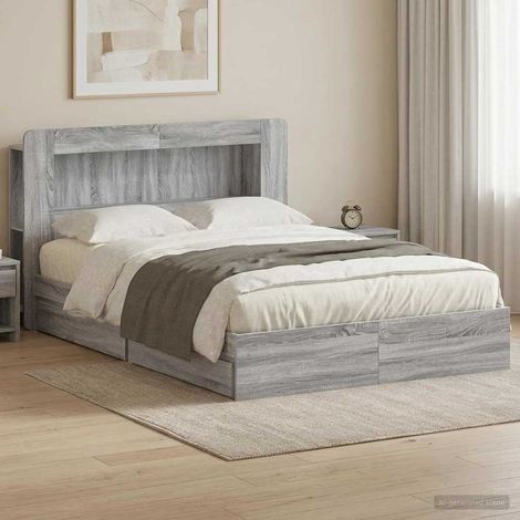 Estructura de cama con almacenamiento  gris 150 x 200 cm