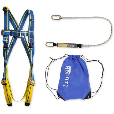 Kit anticaídas con arnés Apeninos y absorbedor de cuerda semiestática L-XL IRUDEK