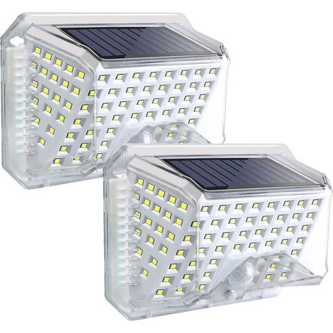 Set mit 2 LED-Solarleuchten für den Außenbereich mit Bewegungsmelder, 270° Abstrahlwinkel, IP65 wasserdicht, kabellos, für Garten, Veranda oder Balkon. Ideal für Terrasse, Veranda und Balkon.