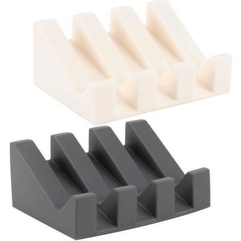 Set of 2 Pieces Silicone Soap Dish Self Draining Soap Holder Soap Holder with Draining Board Accessories for Kitchen Bathroom(Grey + White) (1/5)