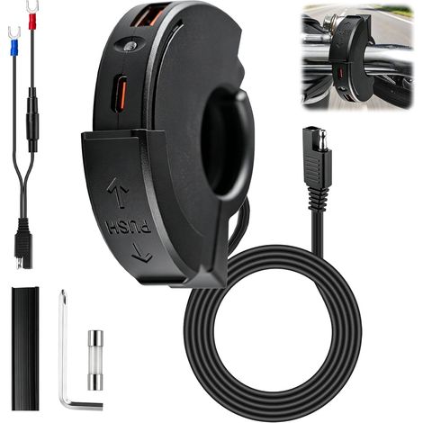 Chargeur USB Moto 48W Prise USB-C 12-24V 2 Ports (QC3.0 18W + PD3.0 30W) étanche Charge Rapide d'étanchéité IP65 pour Motos DC 12V Vélos Plage GPS Appareil Photo Téléphone ATVs (1/5)