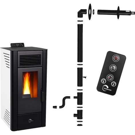 Poêle à granulés étanche Anita 11,6 kW Blanc Sannover + Kit d'installation (1/3)