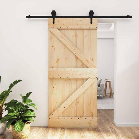 vidaXL Porta scorrevole Naturale e Nero 95 x 210 cm