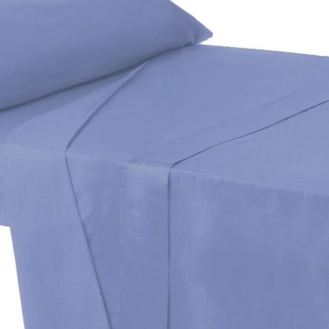 Drap dessus de lit - JUANIO - 270x260 cm - Polyester-coton 52/48 - Anti-acariens - Bleu