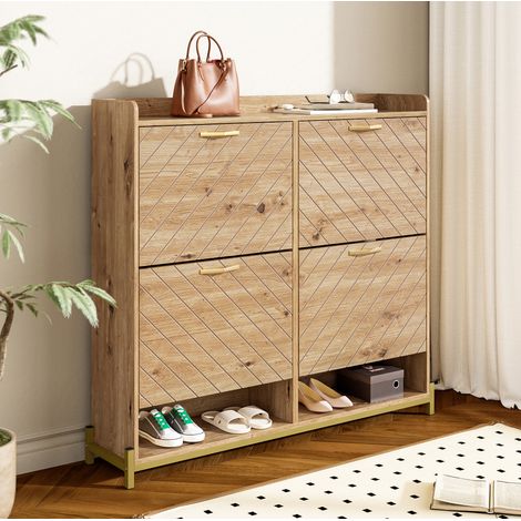 Schuhschrank aus MDF in Holzoptik 108,5 x 24 x 100 cm, platzsparendes Design (1/5)