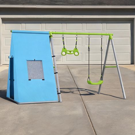 Portique de balançoire en métal plastique 283 x 180 x 182 cm (1/5)