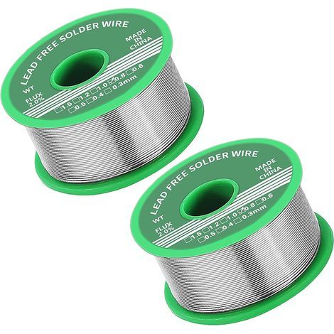 Lot de 2 bobines d'étain à souder de 0,8 mm, sans plomb avec noyau de colophane, étain à souder avec flux de 20 g, fil à souder pour la réparation et le bricolage de composants de soudure électriques (1/5)