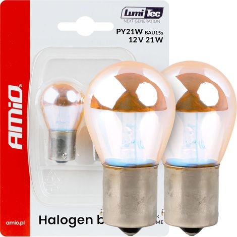 Bombillas halógenas PY21W 12V21W BAU15S LumiTec naranja cromado 2 unidades amio-04627