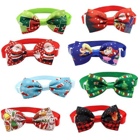 Collares navideños para mascotas con pajaritas ajustables para gatos y perros, 40 piezas. Accesorios para mascotas. (1/5)