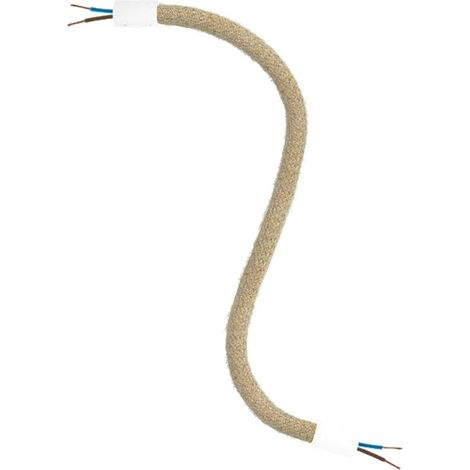 Creative-Cables Kit Creative Flex flexibler Verlängerungsschlauch (30 cm Länge, Ø 10 mm) – Ummantelung aus RN06 Jute und weiße Abschlüsse – Mit Metallendstücken und Zubehör