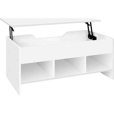Table basse transformable avec plateau relevable en bois blanc 96x45x51 cm (1/5)