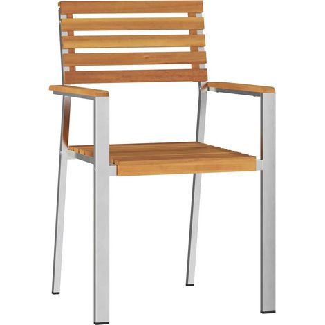 Lot de 2 Chaise de jardin，Chaise d'extérieur Marron Bois d'acacia massif CFW6217309 (1/5)