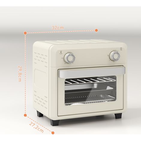 10L Heißluft-Ofen zum Grillen, Backen und Frittieren, Timer, 1000W, Spülmaschinenfest, Cremeweiß (1/5)