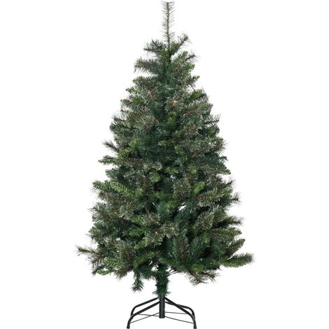 Sapin de Noël artificiel HOMCOM 150 cm, 665 branches, vert avec pied (1/5)