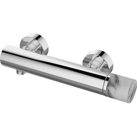 Miscelatore doccia finitura cromo con dettaglio in marmo bianco  MARMO-BIANCO kamalu