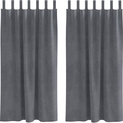 Rideaux occultants 2 pcs Gris clair 140 x 175 cm Velours (1/5)
