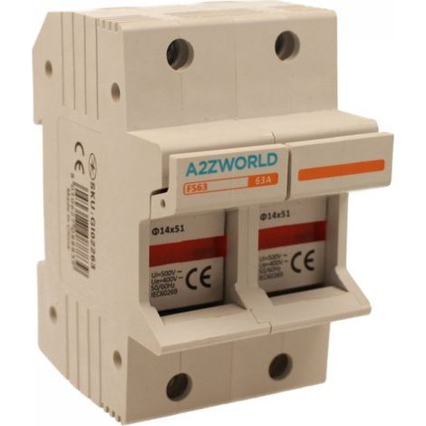 Portafusibile Modulare AC 2P 2M D14X51mm 63A AC 500V IP20 IEC60269 FS63