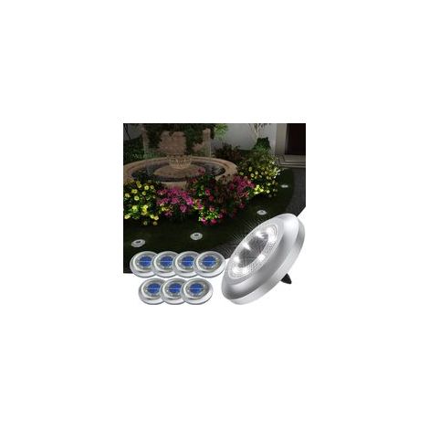 Lumière Solaire Extérieur, 8LED 6000K Lampe Solaires au Sol, Etanche IP65 Lampe de Jardin, Spot Solaire Extérieur pour Chemin Terrasse Cour Pelouse Escaliers Piscine