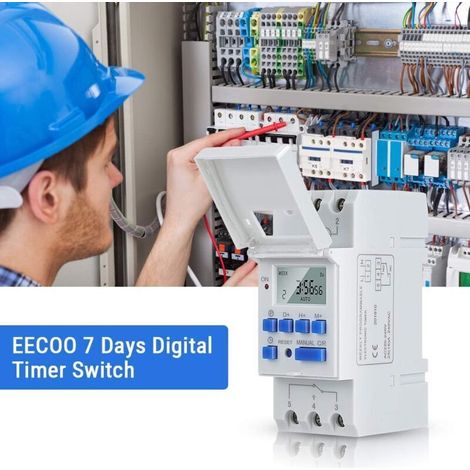 Relais Minuterie AC 220V 15A - Montée sur Rail DIN - LCD Programmable - 16 Groupes - Industriel et Domestique