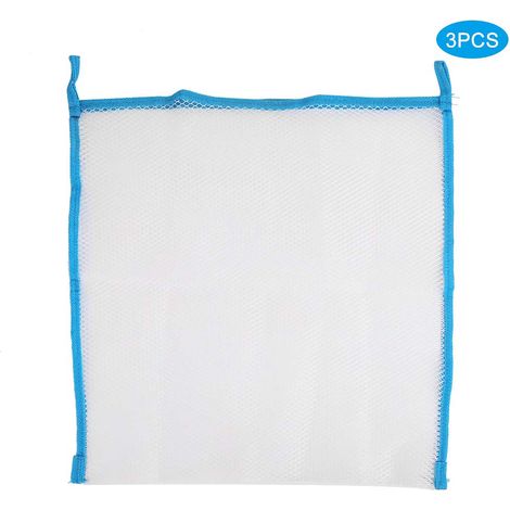 Lot de 3 sacs de rangement portables en filet pour jouets de bain bébé (bleus) (1/5)