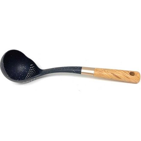 Mestolo Forato antiadernte con Manico in Legno appendibili Attrezzi Utensili da Cucina stoviglie