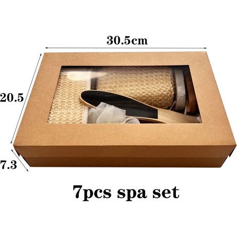 Coffret de bain sept pièces, serviette de bain, brosse de bain, galet de bain, ensemble de fleurs de bain en sisal, coffret cadeau (1/3)