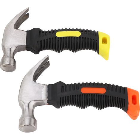 Lot de 2 marteaux à griffes, mini arrache-clous, tête ronde, manche en TPR haute résistance, outil de travail portable (1/5)
