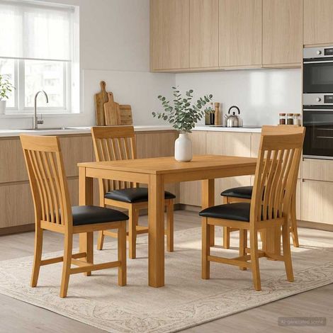 vidaXL Ensemble de salle à manger 5 pc Noir Bois de chêne massif (1/5)