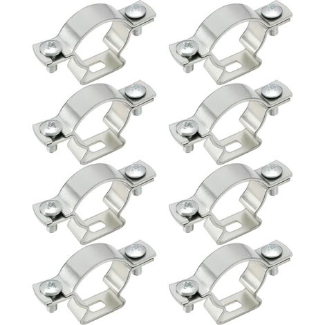 Pack of 8 Galvanized Steel Pipe Spacer Clamp M32 Fits Pipe Diameter 30-38mm Bracket for HVAC Plumbing and Construction (1/5)
