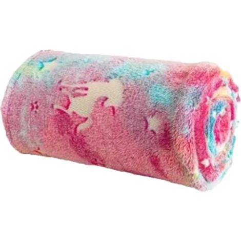 Couverture en flanelle réversible lumineuse motif animal coloré, pour bureau (1/5)