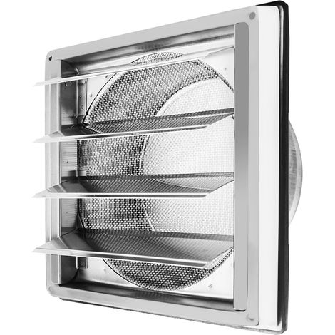 150mm Grille de ventilation, Clapet anti-retour Grille de protection contre les intempéries en acier inoxydable avec lamelles mobiles, Grille murale, Grille à lamelles Grille hotte aspirante (1/4)
