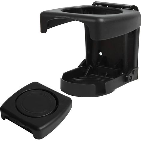 Porte-gobelet voiture pliable noir pratique universel en ABS 10x9.5x9cm avec vis et ruban adhésif double face (1/5)