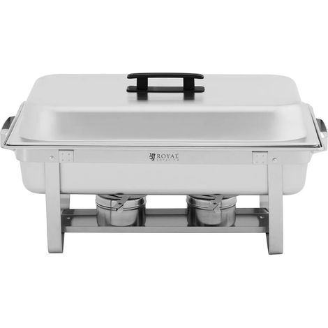 Chauffe-plat professionnel GN 1/2 2 x GN 1/4 9 litres 2 brûleurs pour pâte à brûler 295 x 235 x 60 / 240 x 135 x 65 mm acier inoxydable (1/5)