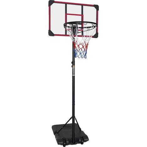 Aro de baloncesto, altura ajustable, diseño portátil, rojo. (1/2)
