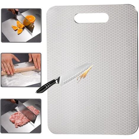 royaluxe-Planche à découper en acier inoxydable 304 anti-rayures, pour la cuisine, qualité alimentaire, facile à nettoyer, 46 x 30 cm (1/2)