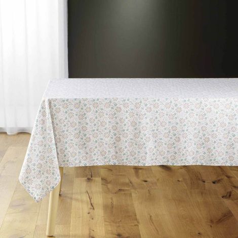 Nappe Microfibre Imprimé "Florelle" 140x240cm Taupe (1/3)